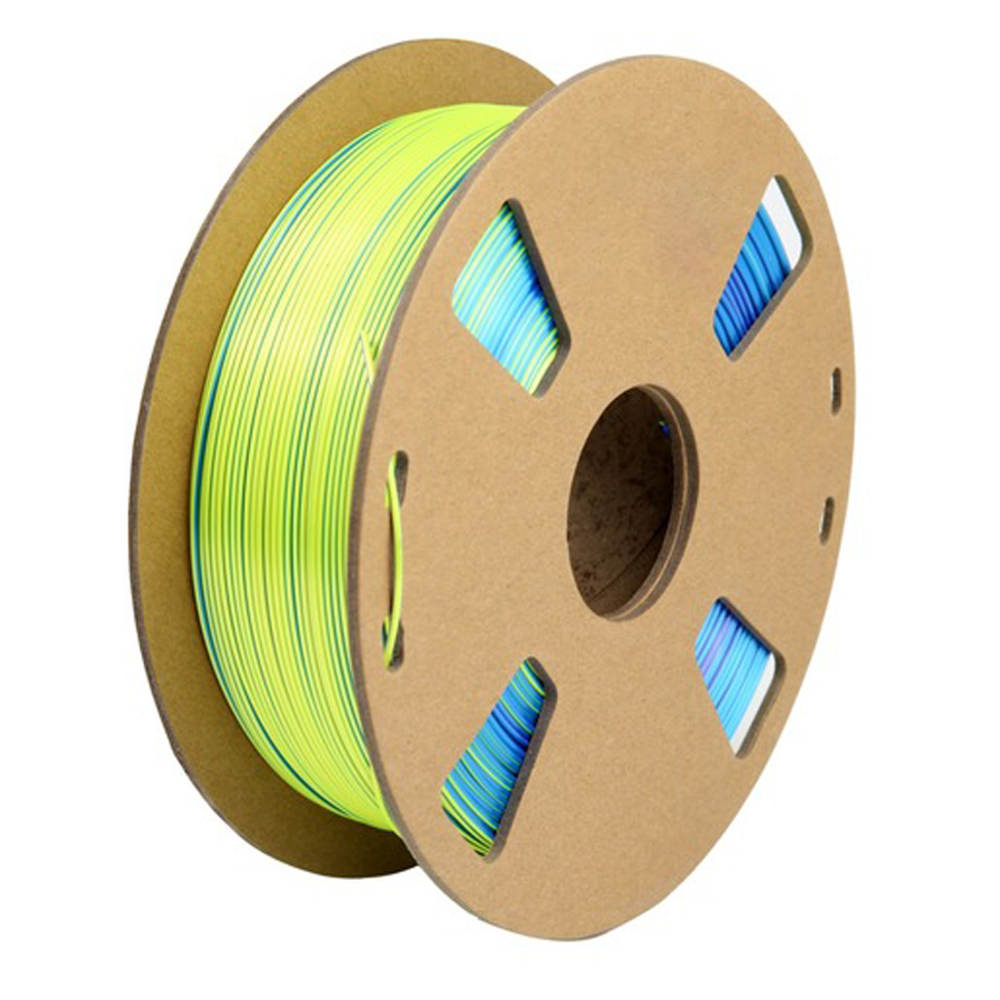 Tri-chroma Silk Blue, Purple, &amp; Yellow PLA Filament - 1.75mm 1kg 