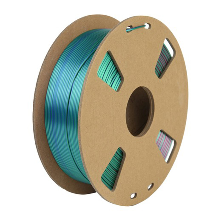 Tri-chroma Silk Dark Blue, Fuchsia, &amp; Dark Green PLA Filament - 1.75mm 1kg 