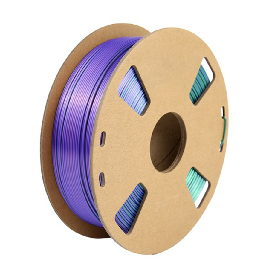 Tri-chroma Silk Red Copper, Purple, &amp; Dark Green PLA Filament - 1.75mm 1kg 