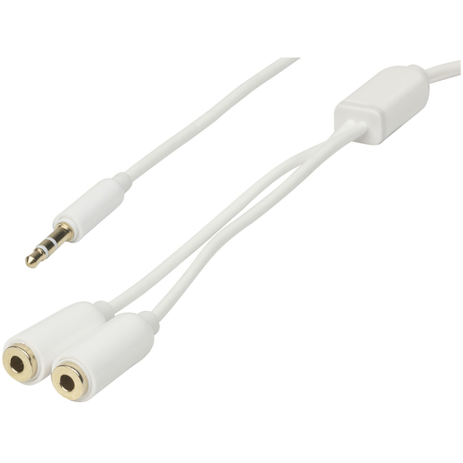 Slim 3.5mm Stereo Plug to 2 x 3.5mm Stereo Socket - 0.2m 