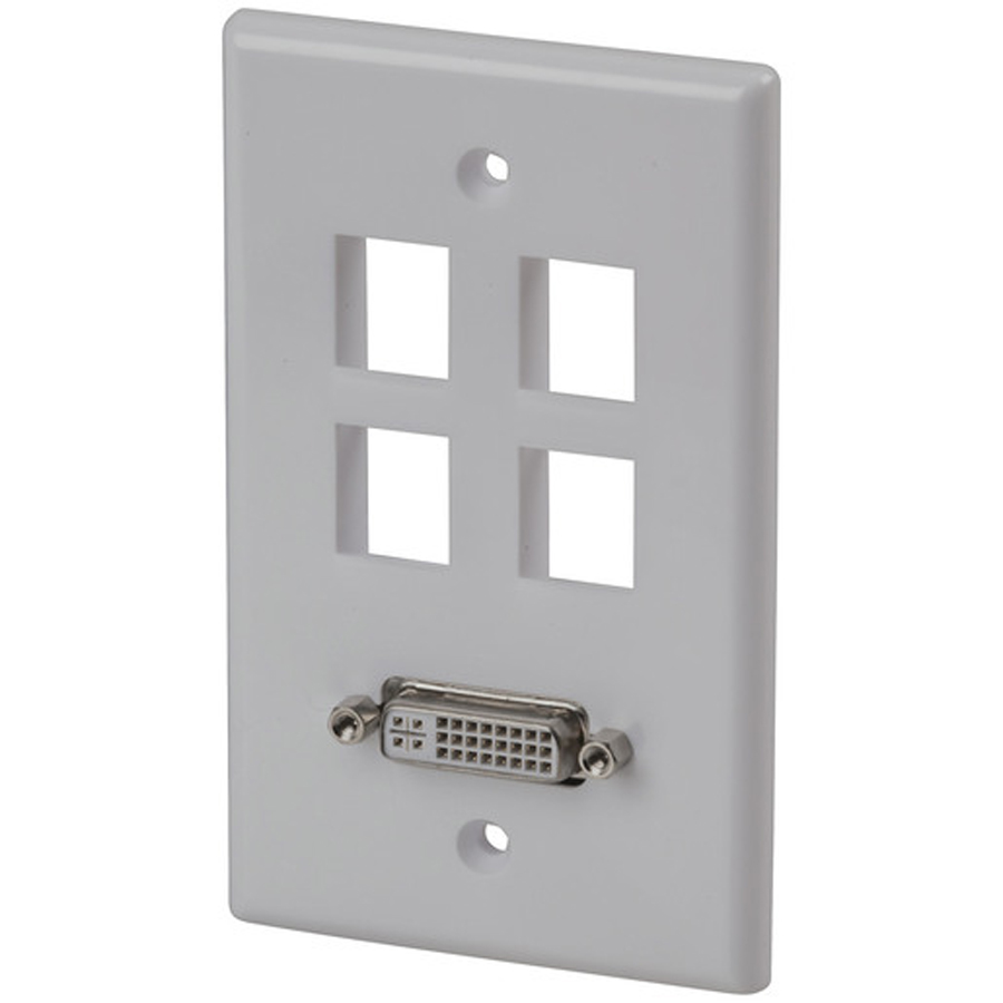 DVI Wall Plate Socket With 4 Keystone Ports 