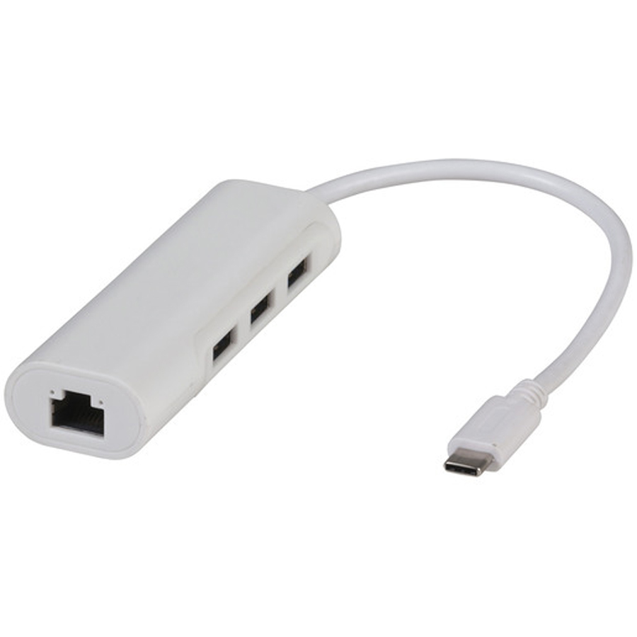USB Type-C Gigabit Network Adaptor with 3 Port USB 3.0 Hub 